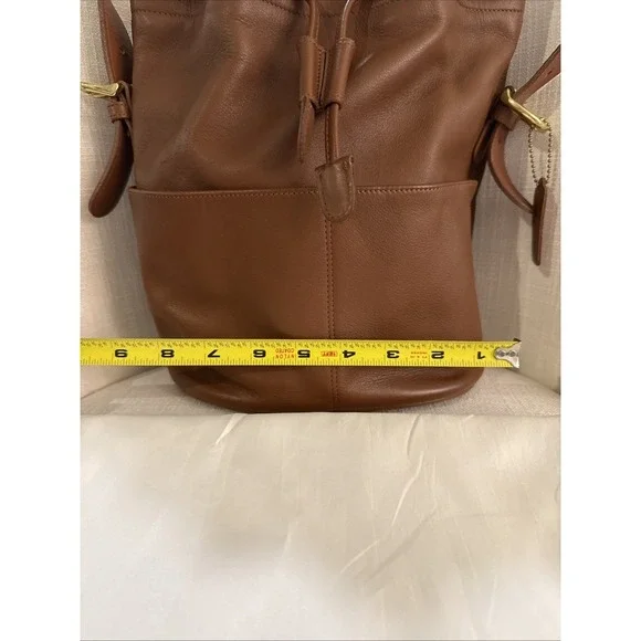 Vintage Coach 4151 Cowhide Drawstring Bucket Bag Brown Soft Leather Crossbody - Picture 2 of 12